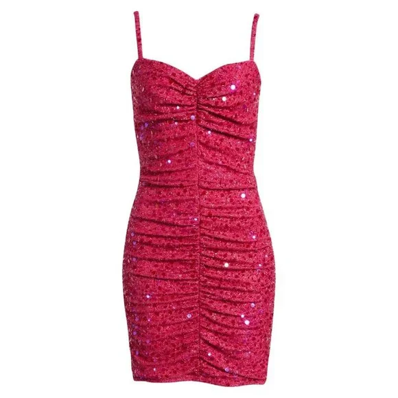 SHO by Tadashi Shoji Sequin Body-Con Minidress in Raspberry Pink size XL - Picture 10 of 10